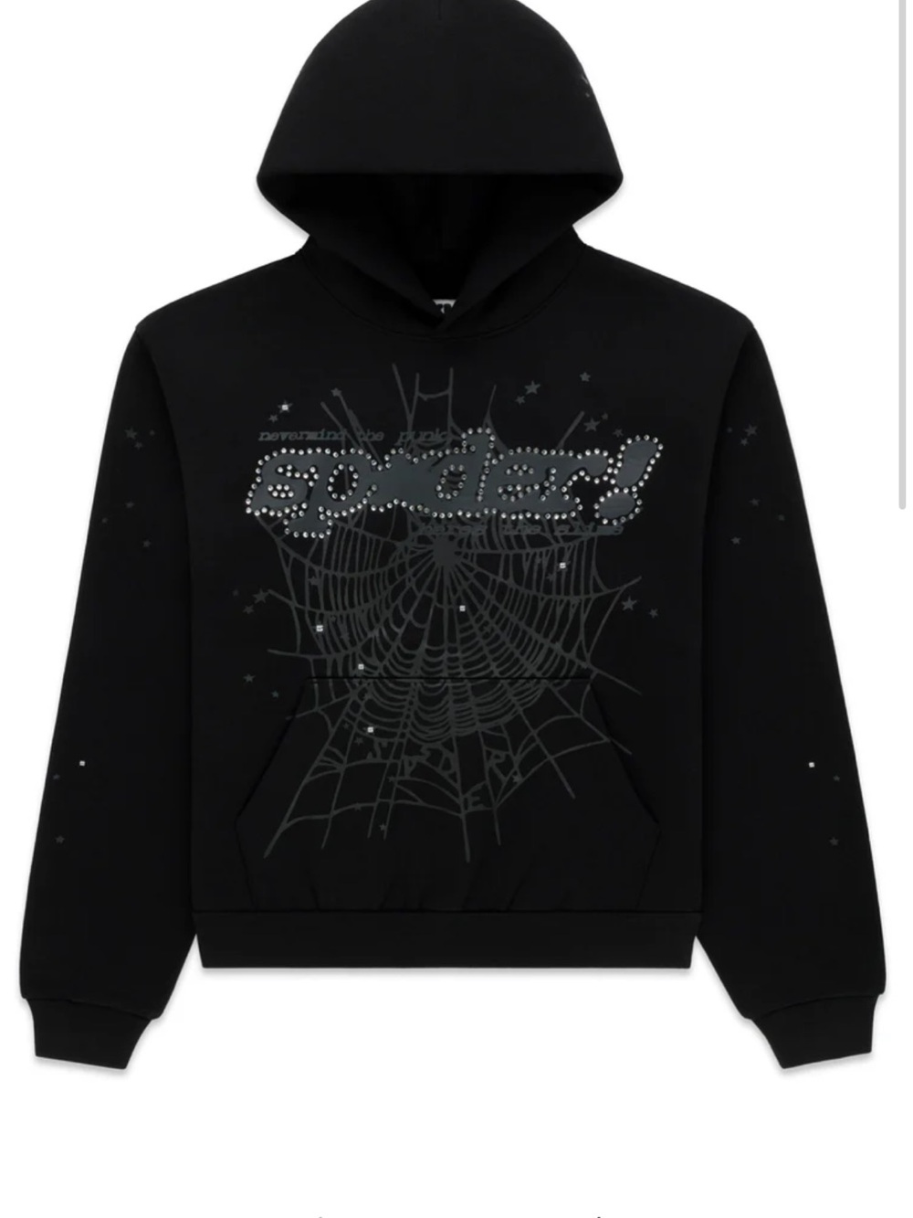 Black Studded Spiderweb Pullover Hoodie
